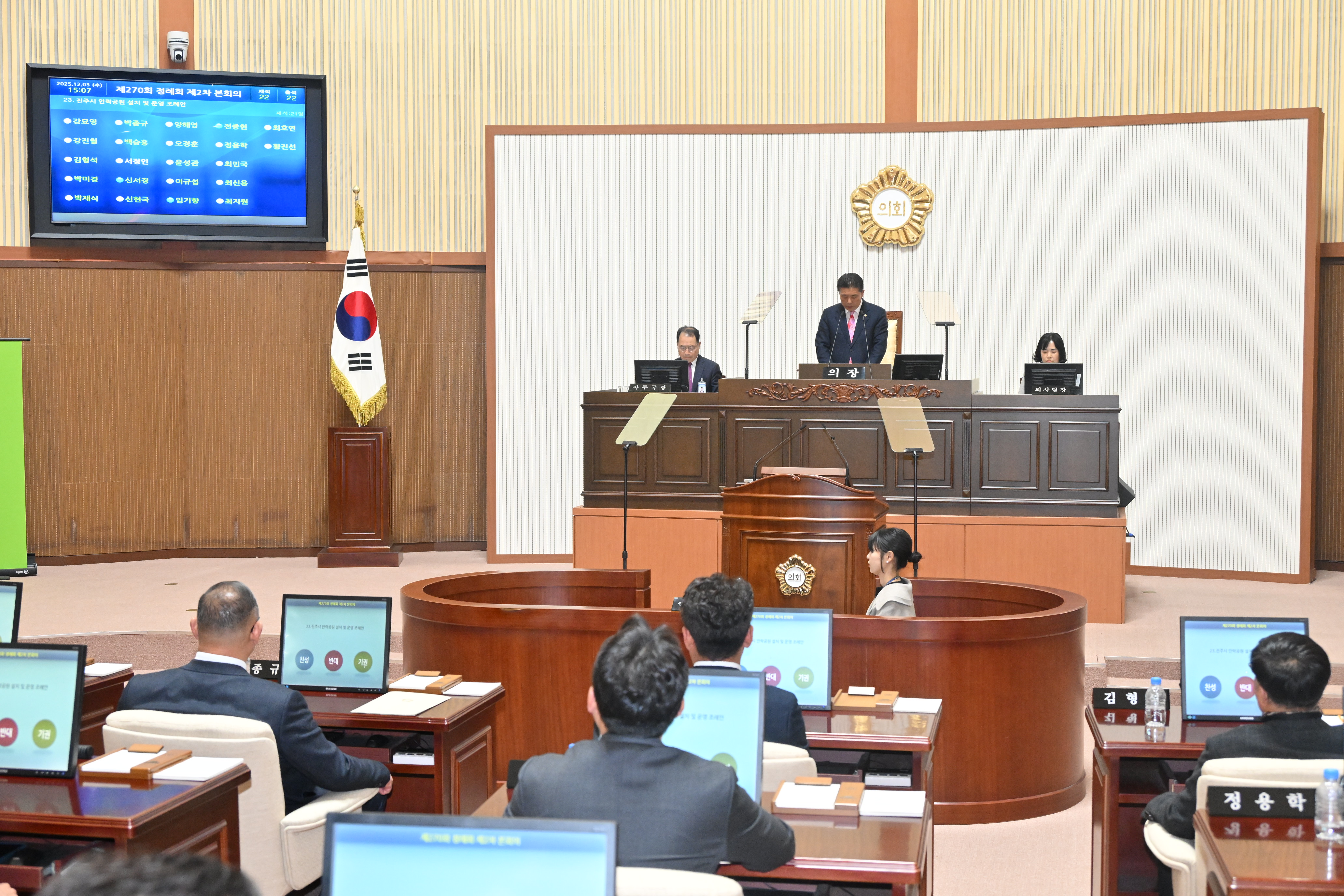 '제270회 제2차 정례회 제2차 본회의 (진주시 안락공원 설치 및 운영 조례안 표결(보류동의) )' 게시글의 사진(10) '진주시 안락공원 설치 및 운영 조례안 원안가결 이의 제기 표결(5).JPG'