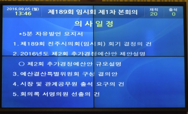 제189회 진주시의회(임시회)제1차 본회의