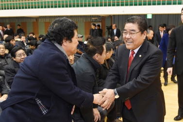 진주시 통합체육회 출범식 및 현판식 심현보 진주시의회 의장 축사, 시의원 참석 .